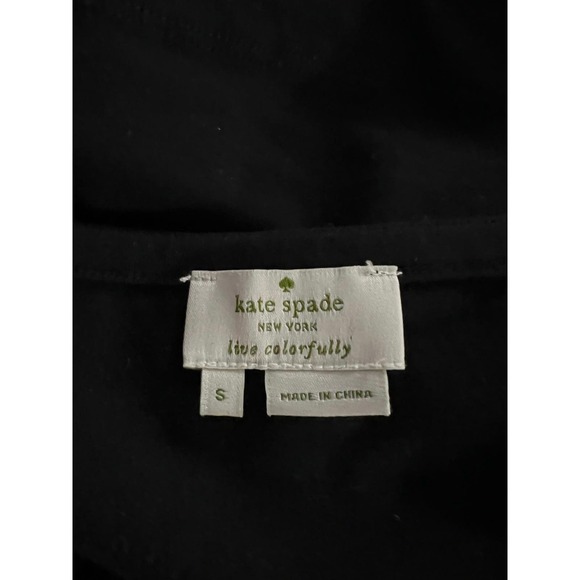Kate Spade Size S Top Black bow front sleeves keyhole top cotton blend - Picture 6 of 12